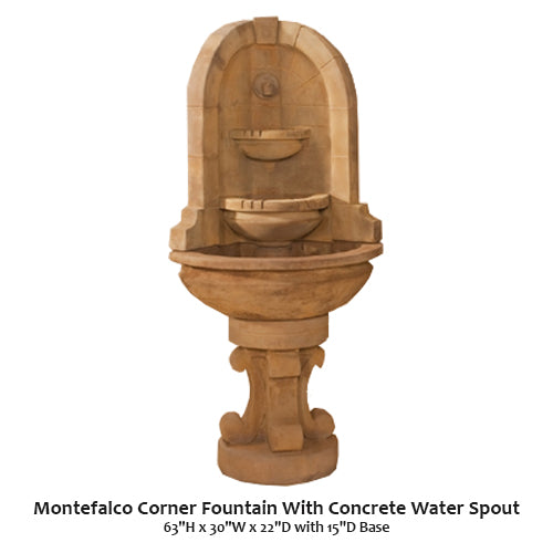 Giannini’s Garden Ornaments Montefalco Corner Fountain With Concrete Water Spout