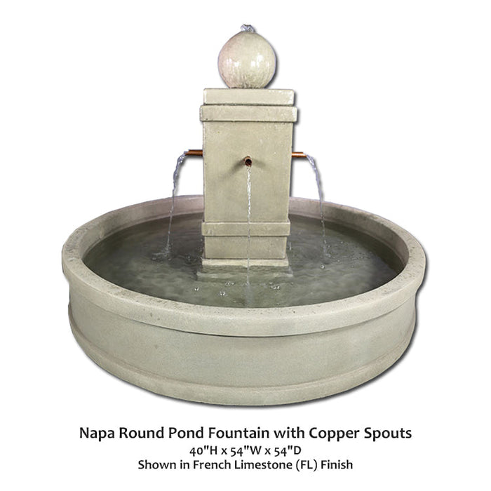 Giannini’s Garden Ornaments Napa Round Pond Fountain with Copper Spouts