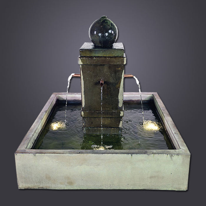 Giannini’s Garden Ornaments Napa Square Pond Fountain with Copper Spouts