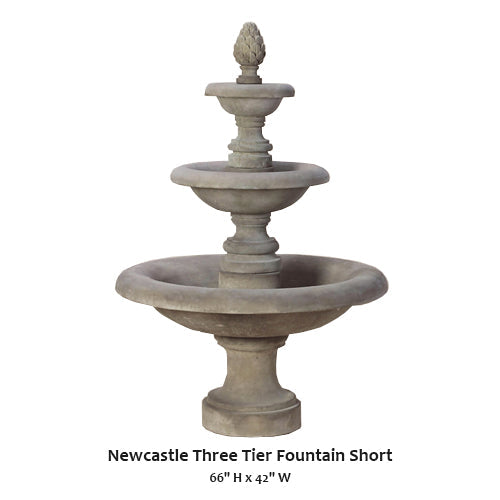 Giannini’s Garden Ornaments  Newcastle Three Tier Fountain Short