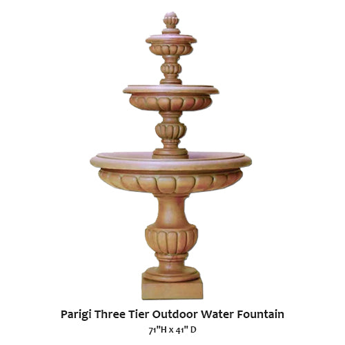 Giannini’s Garden Ornaments Parigi Three Tier Outdoor Water Fountain