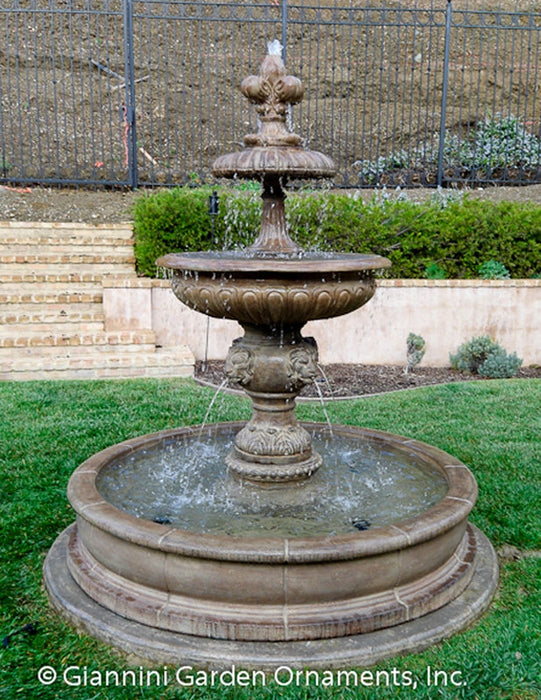 Giannini’s Garden Ornaments Piazza Veneta Outdoor Fountain With Lions Piped For Pond