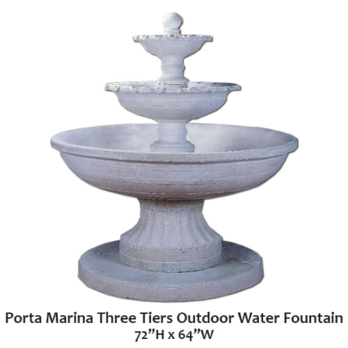 Giannini’s Garden Ornaments Porta Marina Three Tiers Outdoor Water Fountain