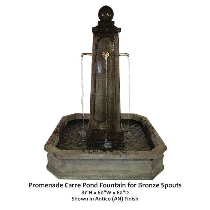 Giannini's Garden Ornaments Promenade Carre Pond Fountain for Bronze Spouts