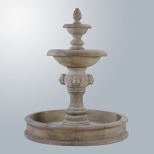 Giannini's Garden Ornaments Quattro Lion Two Tier Pond Fountain