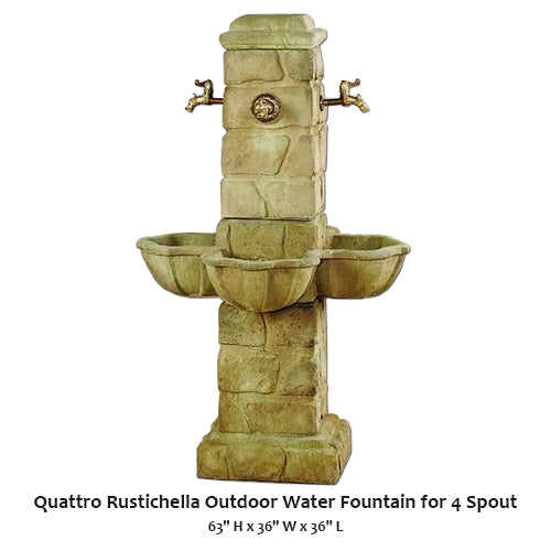 Giannini's Garden Ornaments Quattro Rustichella Outdoor Water Fountain for 4 Spout