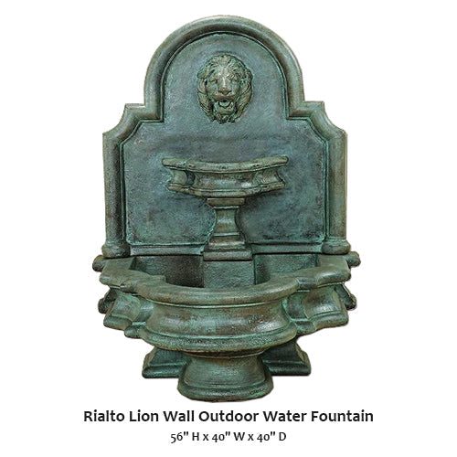 Giannini's Garden Ornaments Rialto Lion Wall Outdoor Water Fountain