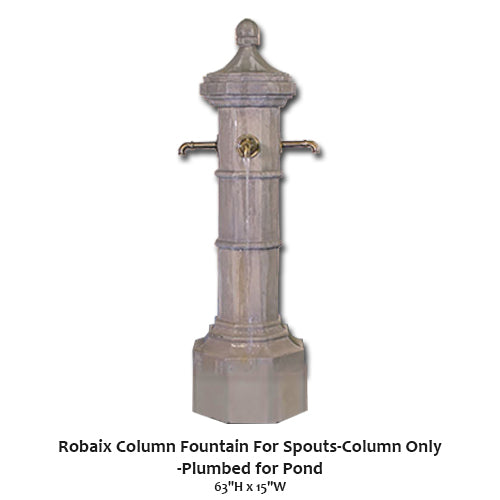 Giannini’s Garden Ornaments Robaix Column Fountain For Spouts-Column Only-Plumbed for Pond