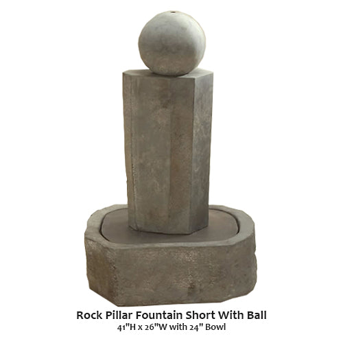 Giannini’s Garden Ornaments Rock Pillar Fountain Short With Ball