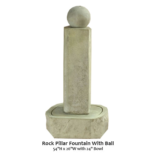 Giannini’s Garden Ornaments Rock Pillar Fountain With Ball