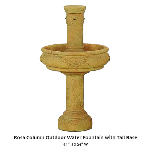 Giannini’s Garden Ornaments Rosa Column Outdoor Water Fountain with Tall Base