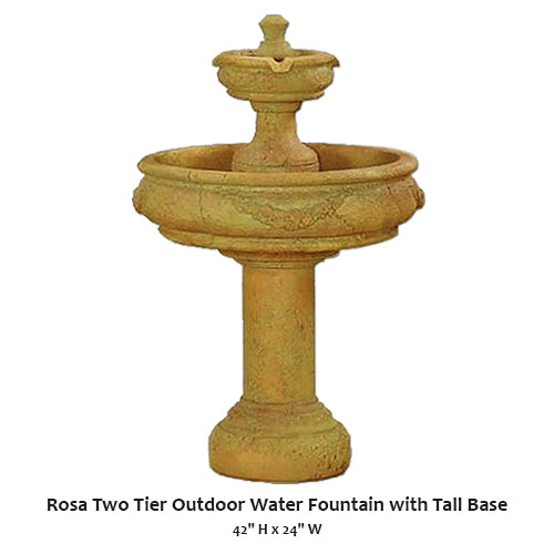 Giannini’s Garden Ornaments Rosa Two Tier Outdoor Water Fountain with Tall Base