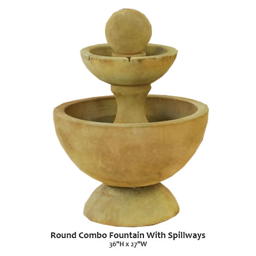 Giannini’s Garden Ornaments Round Combo Fountain With Spillways
