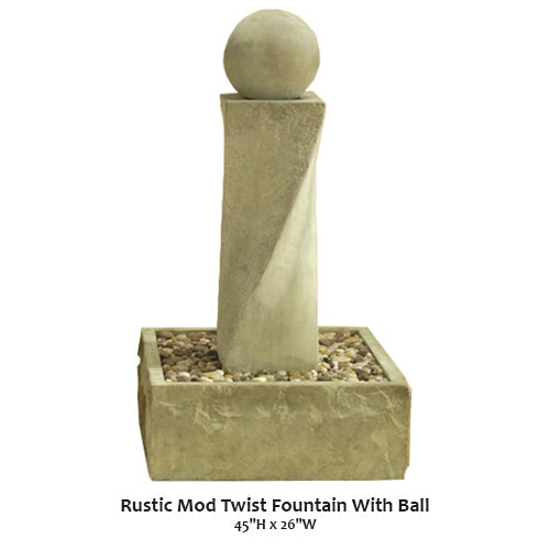 Giannini’s Garden Ornaments Rustic Mod Twist Fountain With Ball