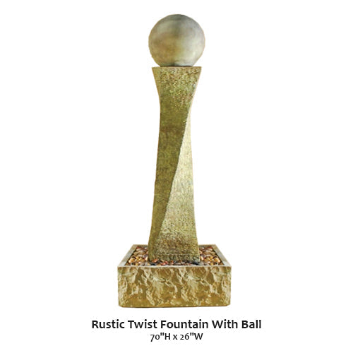 Giannini’s Garden Ornaments Rustic Twist Fountain With Ball