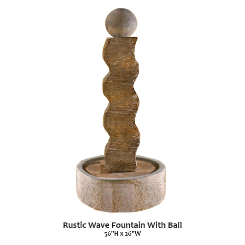 Giannini’s Garden Ornaments Rustic Wave Fountain With Ball