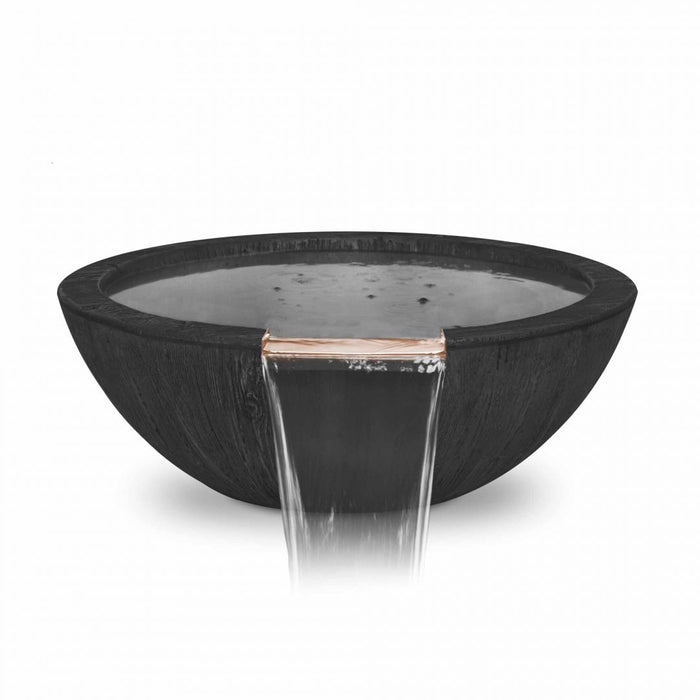The Outdoor Plus Sedona Wood Grain Water Bowl in GFRC Concrete