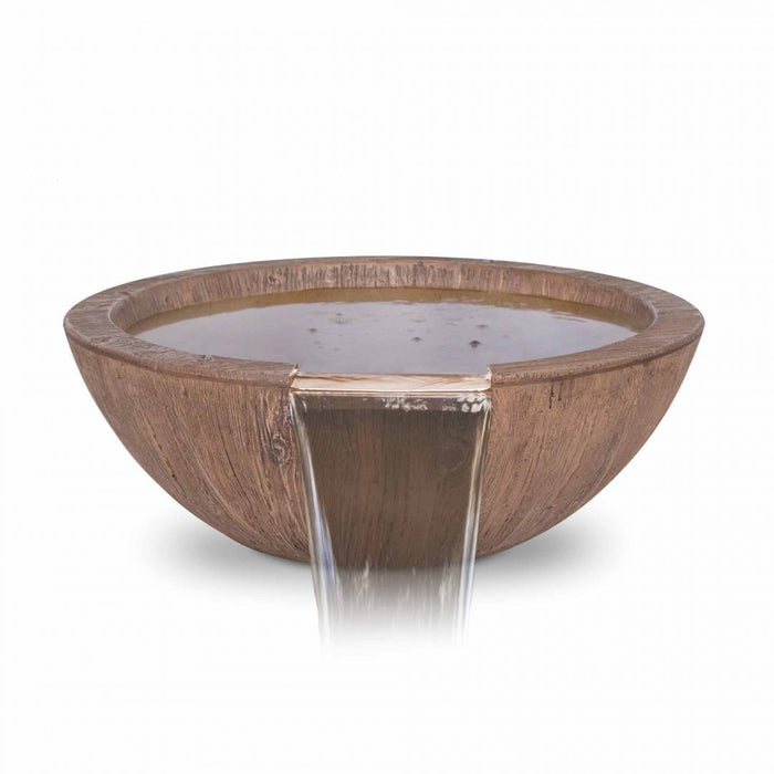 The Outdoor Plus Sedona Wood Grain Water Bowl in GFRC Concrete