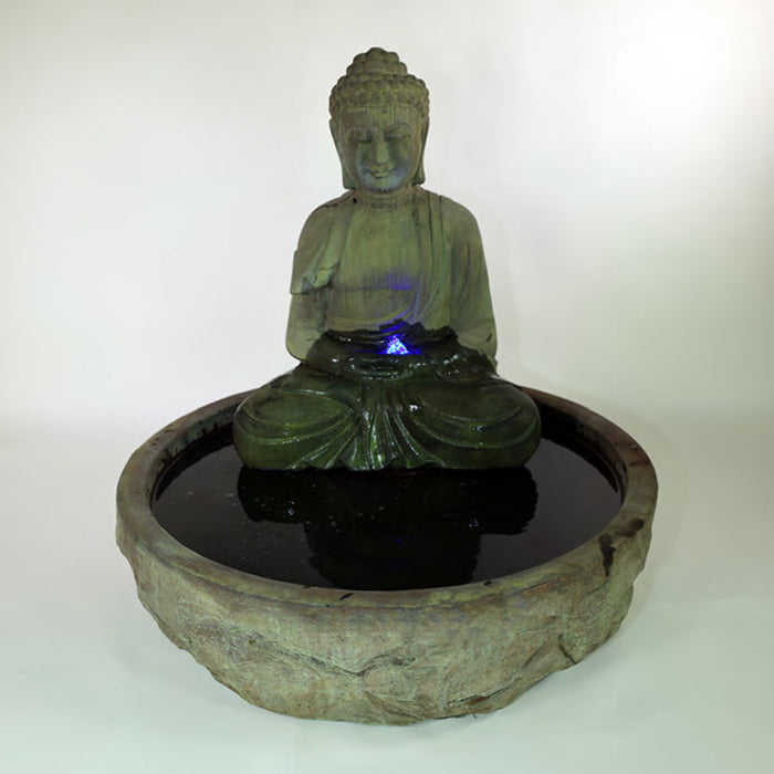 Giannini's Garden Ornaments Serene Basalt Buddha Fountain