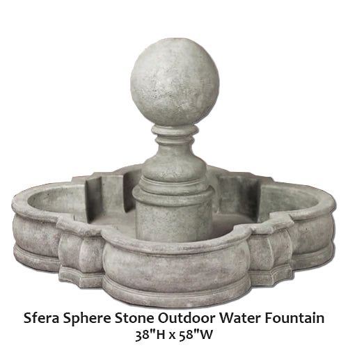 Giannini's Garden Ornaments Sfera Sphere Stone Outdoor Water Fountain