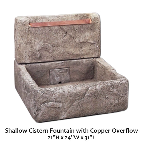 Giannini's Garden Ornaments Shallow Cistern Fountain with Copper Overflow