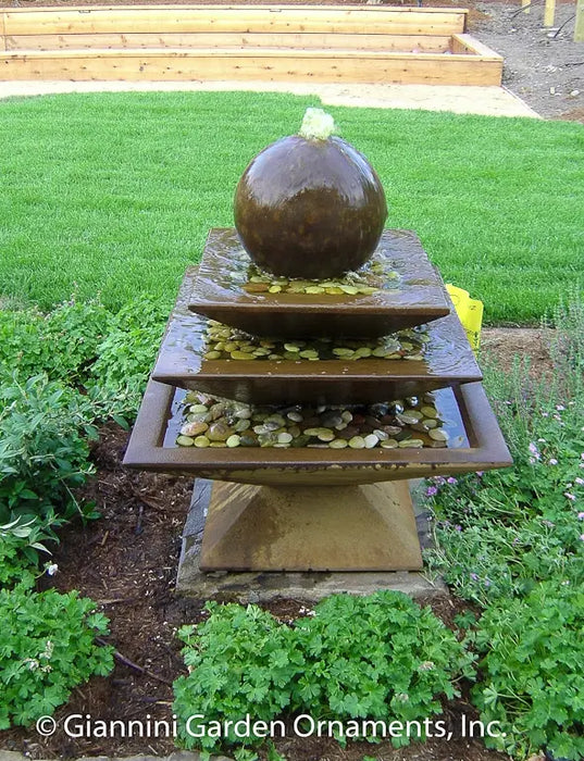 Giannini's Garden Ornaments Shallow Three Tier Tapered Square Fountain