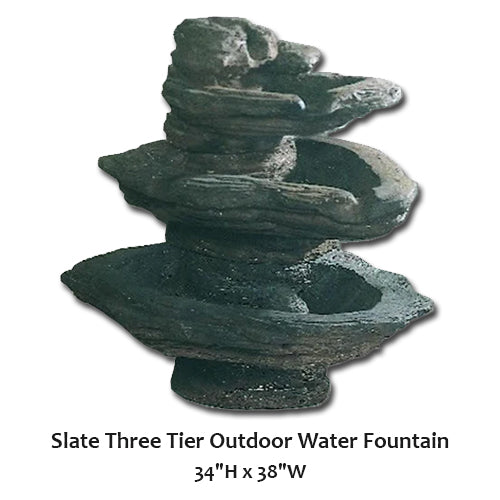 Giannini’s Garden Ornaments Slate Three Tier Outdoor Water Fountain