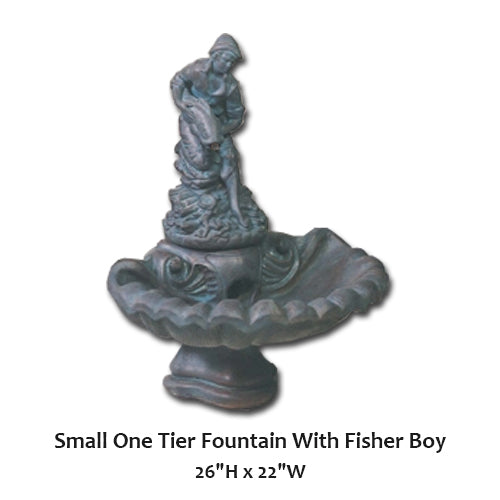 Giannini’s Garden Ornaments Small One Tier Fountain With Fisher Boy