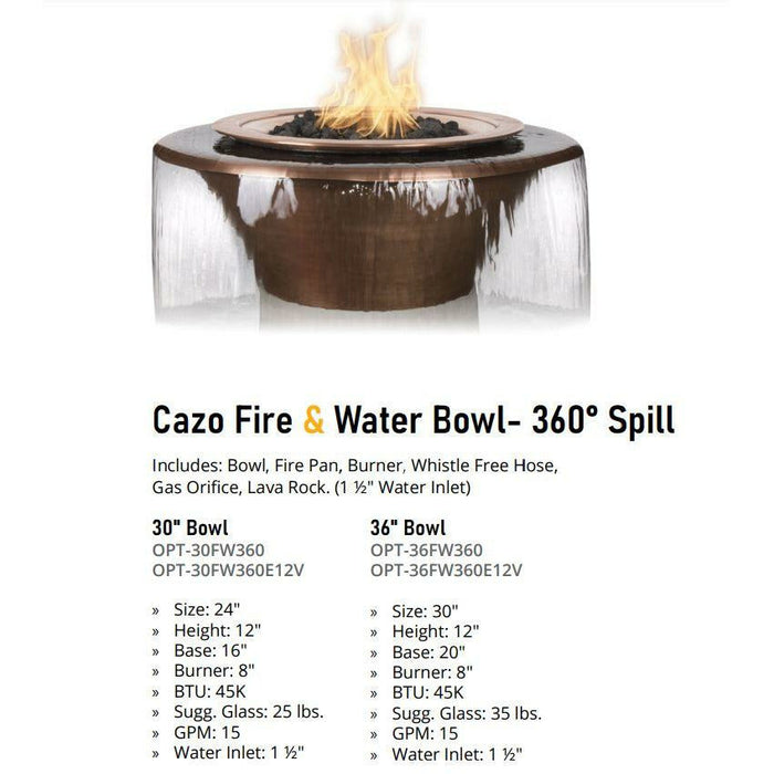 The Outdoor Plus Cazo 360 Fire & Water Bowl in Smooth Patina Copper