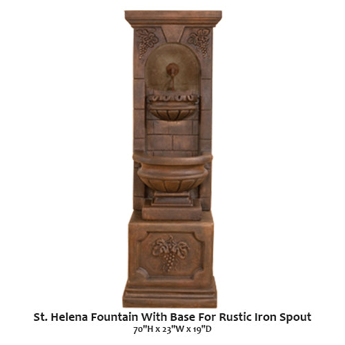 Giannini’s Garden Ornaments St. Helena Fountain With Base For Rustic Iron Spout