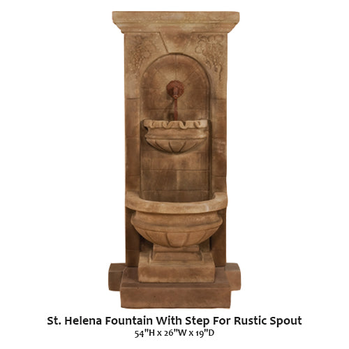 Giannini’s Garden Ornaments St. Helena Fountain With Step For Rustic Spout