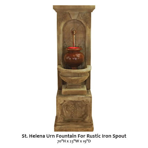 Giannini’s Garden Ornaments St. Helena Urn Fountain For Rustic Iron Spout