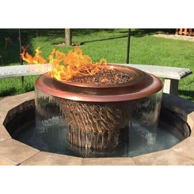 The Outdoor Plus Cazo 360 Fire & Water Bowl in Smooth Patina Copper