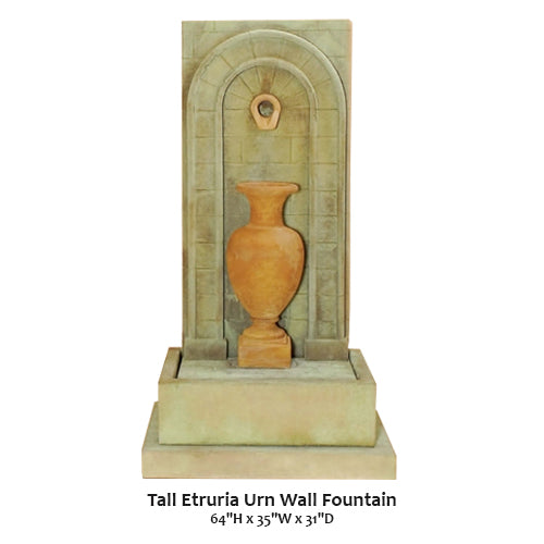 Giannini’s Garden Ornaments Tall Etruria Urn Wall Fountain