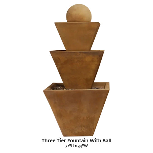 Giannini’s Garden Ornaments Three Tier Fountain With Ball