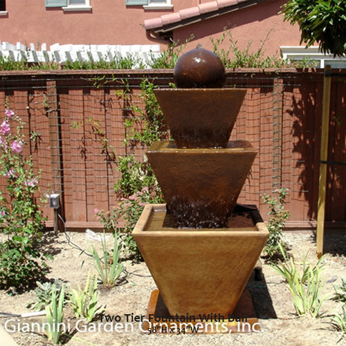 Giannini’s Garden Ornaments Three Tier Fountain With Ball