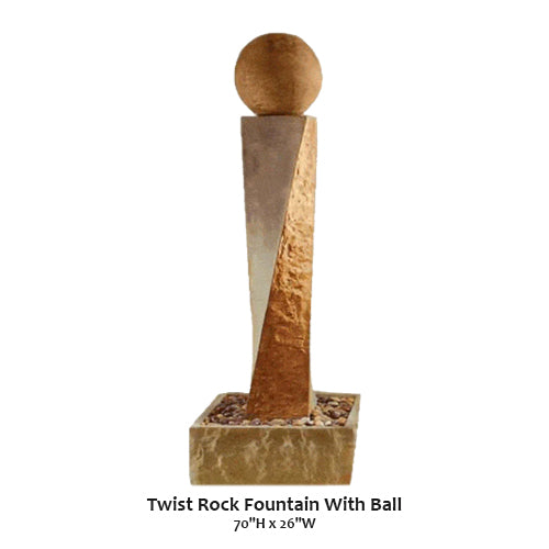 Giannini’s Garden Ornaments Twist Rock Fountain With Ball
