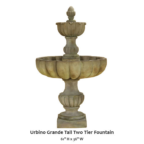 Giannini’s Garden Ornaments Urbino Grande Tall Two Tier Fountain