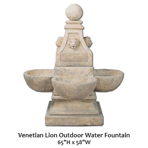 Giannini’s Garden Ornaments Venetian Lion Outdoor Water Fountain