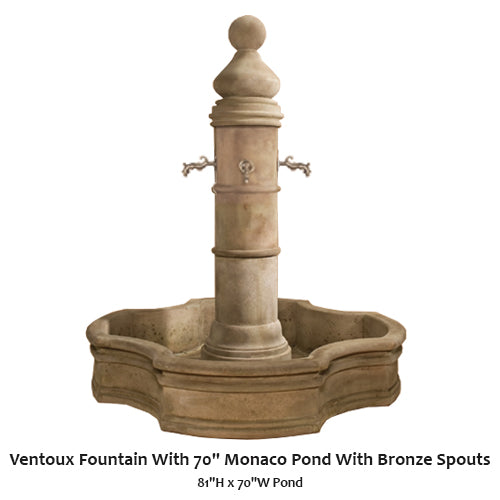 Giannini’s Garden Ornaments Ventoux Fountain With 70" Monaco Pond