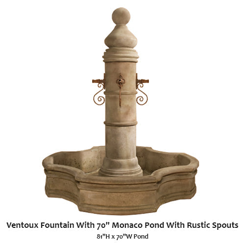 Giannini’s Garden Ornaments Ventoux Fountain With 70" Monaco Pond