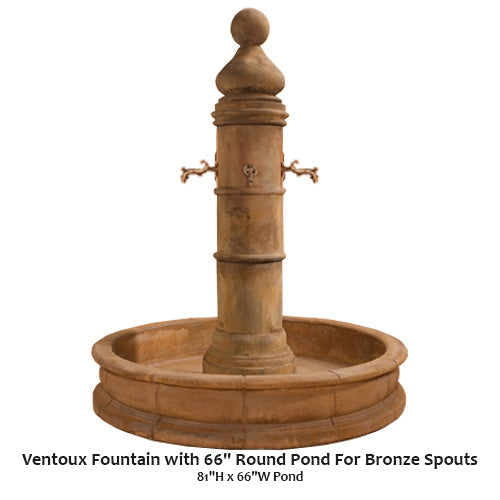 Giannini’s Garden Ornaments Ventoux Fountain with 66" Round Pond For Bronze Spouts