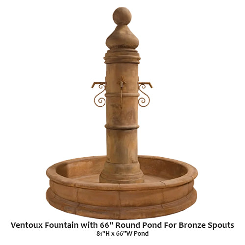 Giannini’s Garden Ornaments Ventoux Fountain with 66" Round Pond For Rustic Iron Spouts
