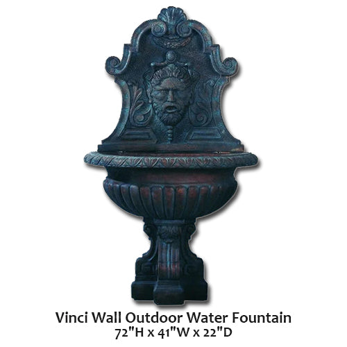 Giannini’s Garden Ornaments Vinci Wall Outdoor Water Fountain