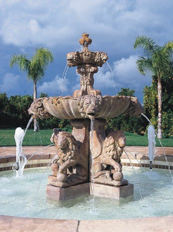 Al's Garden Art Plumbed Large Lion Outdoor Water Fountain